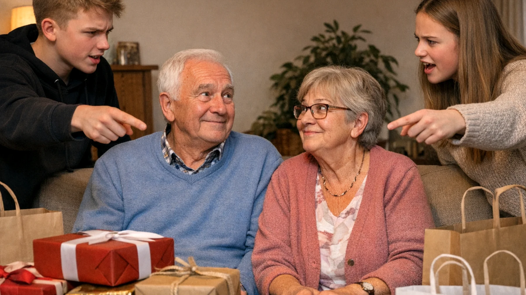 Die Großeltern haben Schwierigkeiten, ihren Enkelkindern im Teenageralter gegenüber 'Nein' zu sagen und klare Grenzen zu setzen. Sie erfüllen nahezu jeden Wunsch der Jugendlichen – sei es materieller Natur (Geld, Geschenke, teure Kleidung) oder verhaltensbezogen (späte Ausgehzeiten, keine Hausregeln). Dies führt dazu, dass die Jugendlichen bei den Großeltern keinerlei Verantwortung übernehmen, Grenzen nicht respektieren und zunehmend anspruchsvolles oder manipulatives Verhalten zeigen."